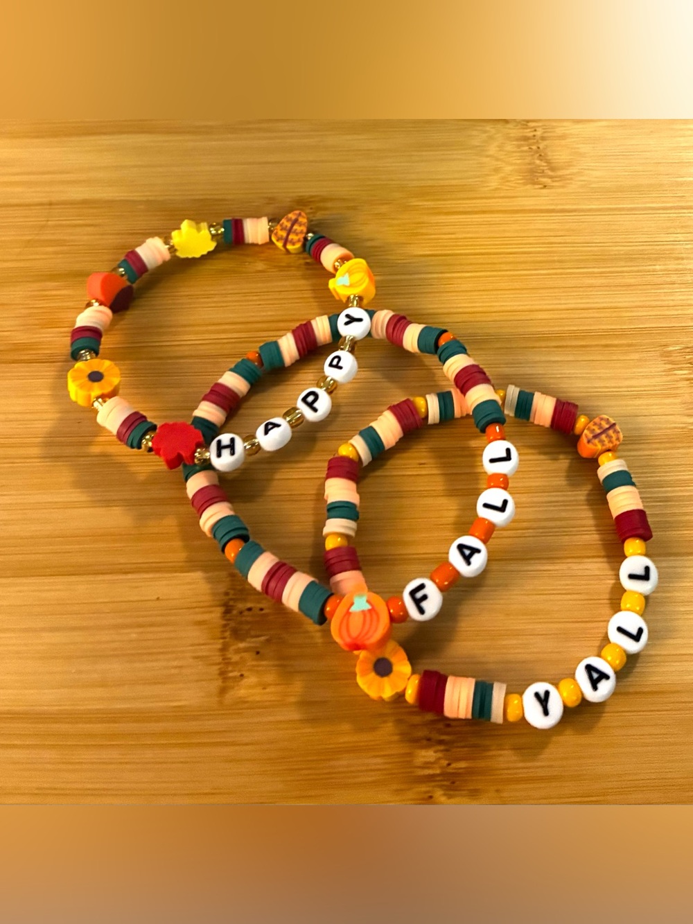 Handmade Happy Fall Yall Multi-Color Beaded Bracelet Set